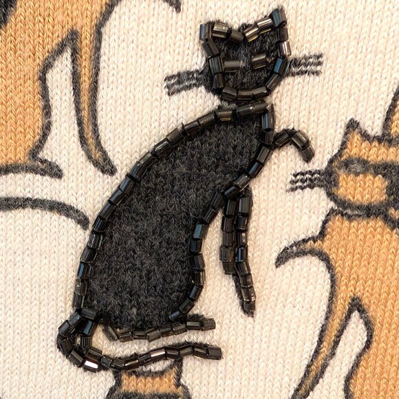 Jessica By Christopher L Womens Size M Allover Kitty Cat Beaded Print Vest Top - Picture 6 of 10